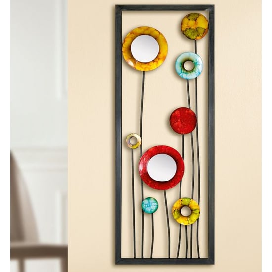 Flowers Metal Wall Art In Multicolor And Black