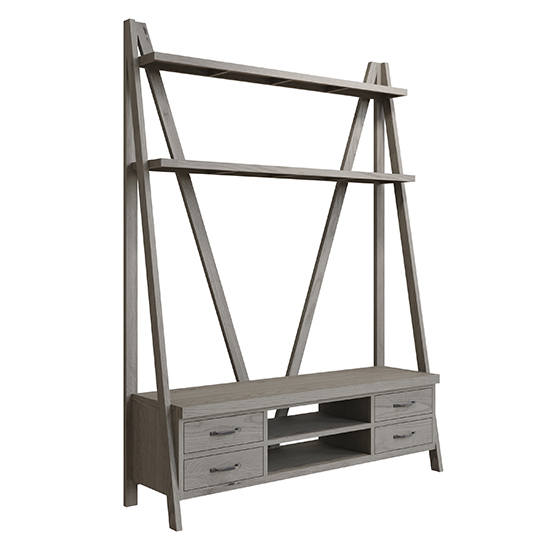 Floyd Wooden Bookcase With TV Stand In Grey Oak FiF