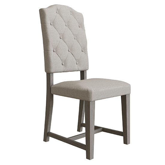Photo of Floyd wooden buttoned back dining chair in grey oak