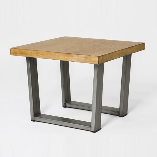 Floyd Wooden End Table Square In Oak With Metal Legs 36049