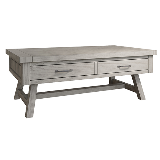 Floyd Large Wooden 2 Drawers Coffee Table In Grey Oak Furniture in