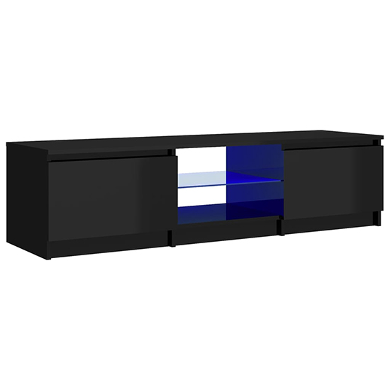 Flurin High Gloss TV Stand In Black With LED Lights_5