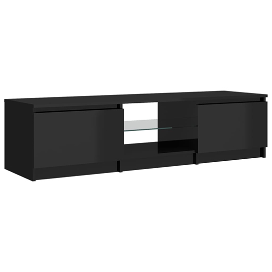 Flurin High Gloss TV Stand In Black With LED Lights_6