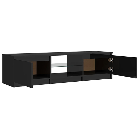 Flurin High Gloss TV Stand In Black With LED Lights_7