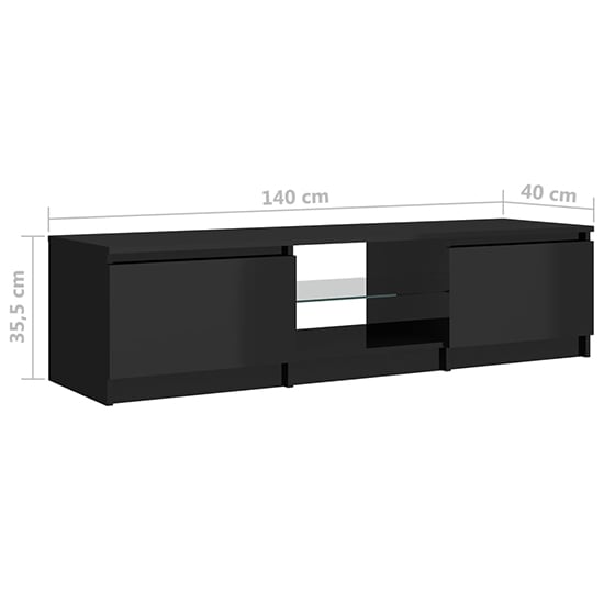 Flurin High Gloss TV Stand In Black With LED Lights_8