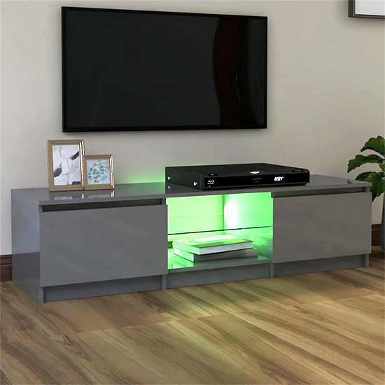 Flurin High Gloss TV Stand In Grey With LED Lights_2
