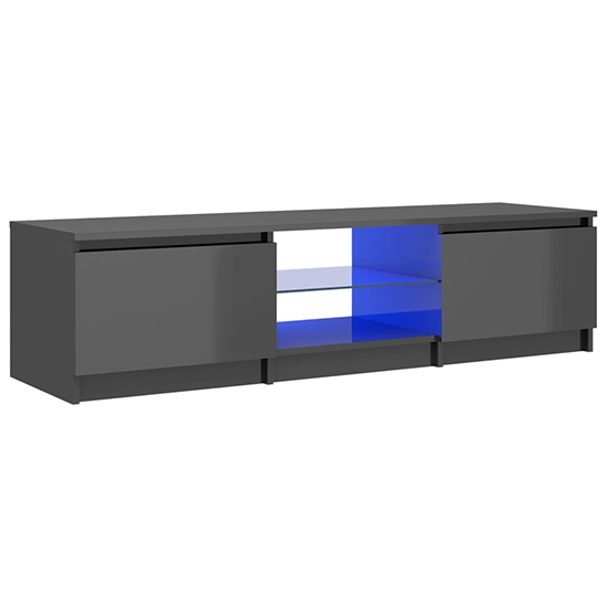 Flurin High Gloss TV Stand In Grey With LED Lights_5