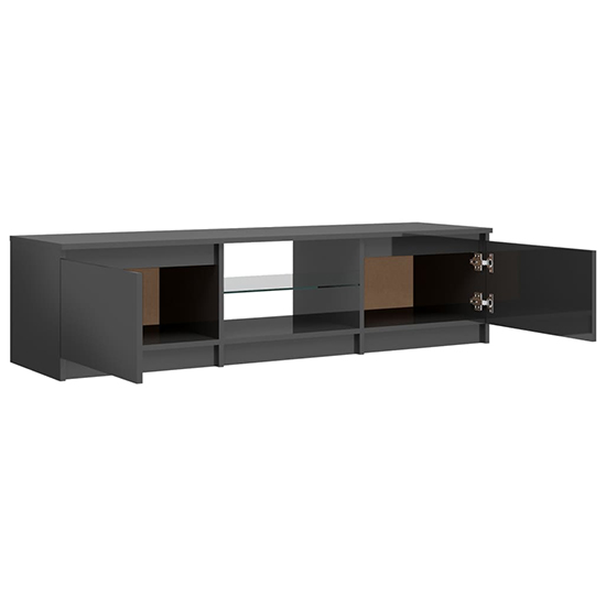 Flurin High Gloss TV Stand In Grey With LED Lights_7