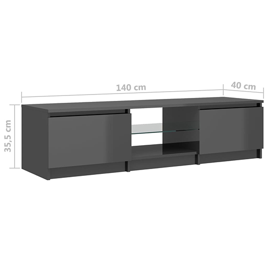 Flurin High Gloss TV Stand In Grey With LED Lights_8