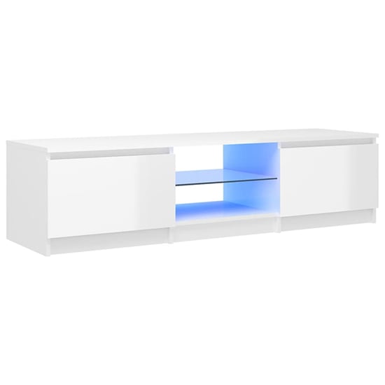 Flurin High Gloss TV Stand In White With LED Lights_5