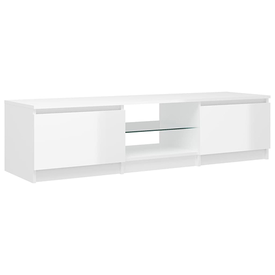 Flurin High Gloss TV Stand In White With LED Lights Furniture in Fashion