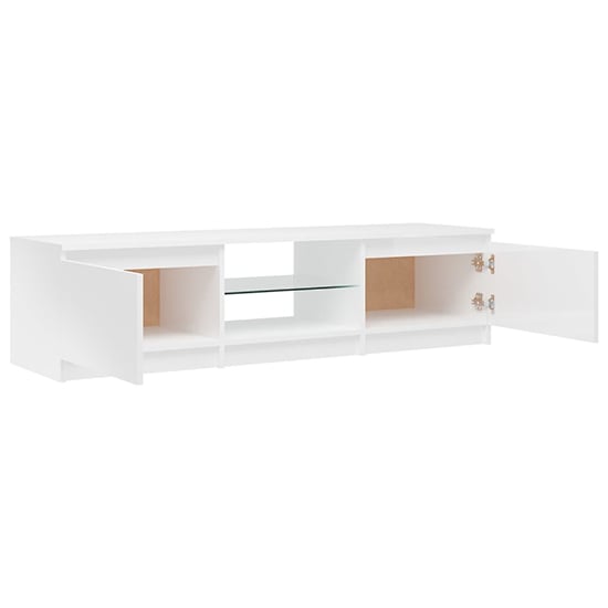 Flurin High Gloss TV Stand In White With LED Lights_7