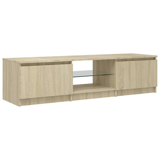 Flurin Wooden TV Stand In Sonoma Oak With LED Lights