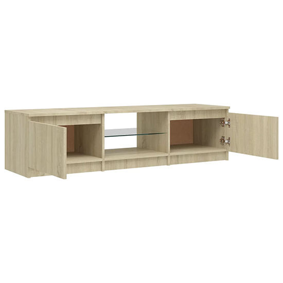 Flurin Wooden TV Stand In Sonoma Oak With LED Lights