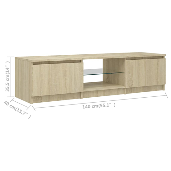 Flurin Wooden TV Stand In Sonoma Oak With LED Lights