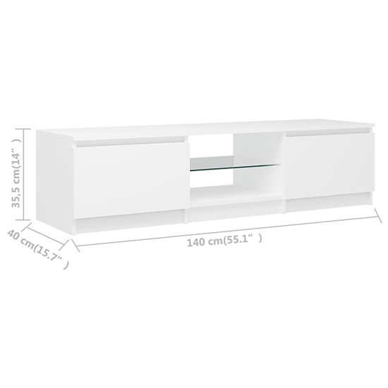 Flurin Wooden TV Stand In White With LED Lights Furniture in Fashion