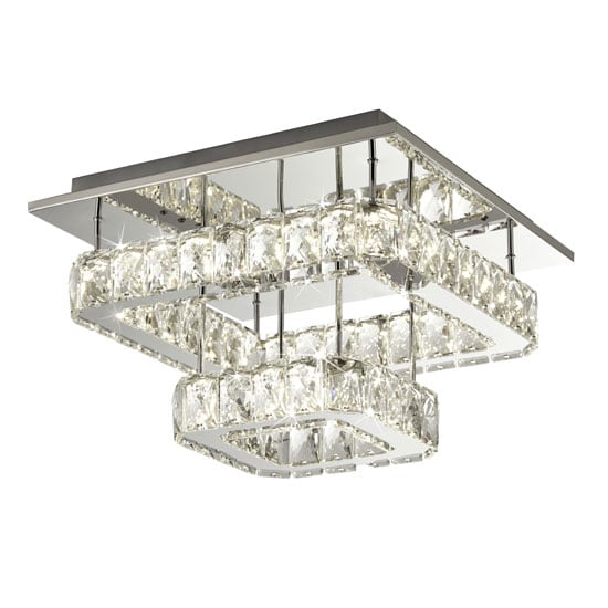 Flush LED 2 Tier Ceiling Light In Chrome With Crystal Glass_2