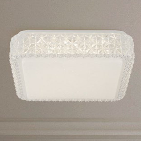 Flush LED Square Colour Changing Ceiling Light In Clear Speckled_2