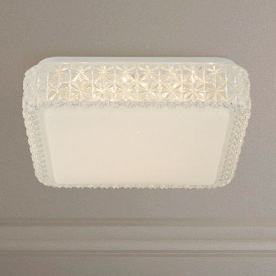 Flush LED Square Colour Changing Ceiling Light In Clear Speckled_1