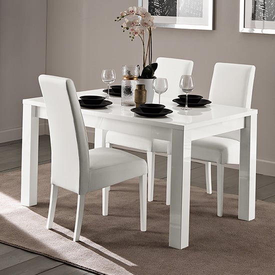 Fly Extending Wooden Dining Table In White High Gloss_2