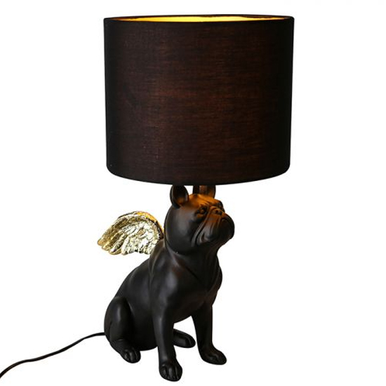 Photo of Flying bully dog table lamp in black and gold