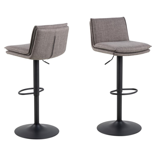 Flynt Light Grey Fabric Bar Chairs In Pair