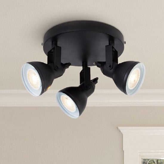 Product photograph of Focus 3 Spot Ceiling Light Disk In Black from Furniture in Fashion