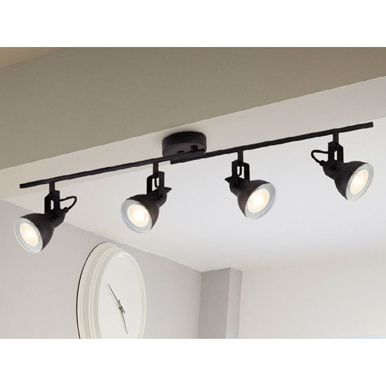 Product photograph of Focus 4 Spot Ceiling Light Split Bar In Black from Furniture in Fashion