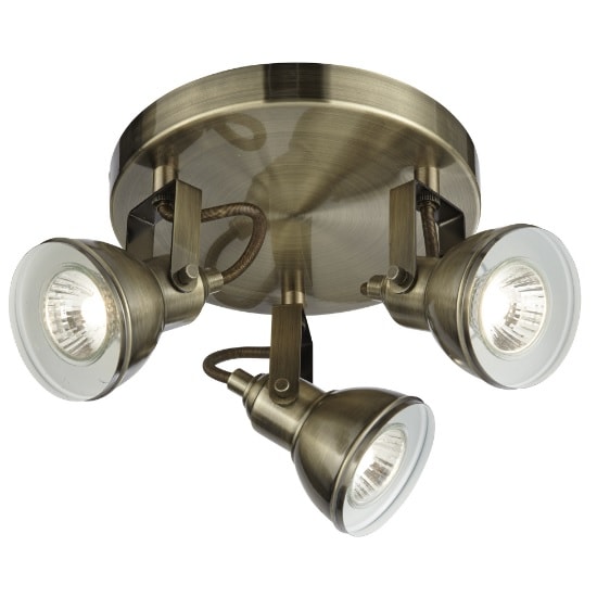 Photo of Focus 3 light ceiling spot light in antique brass