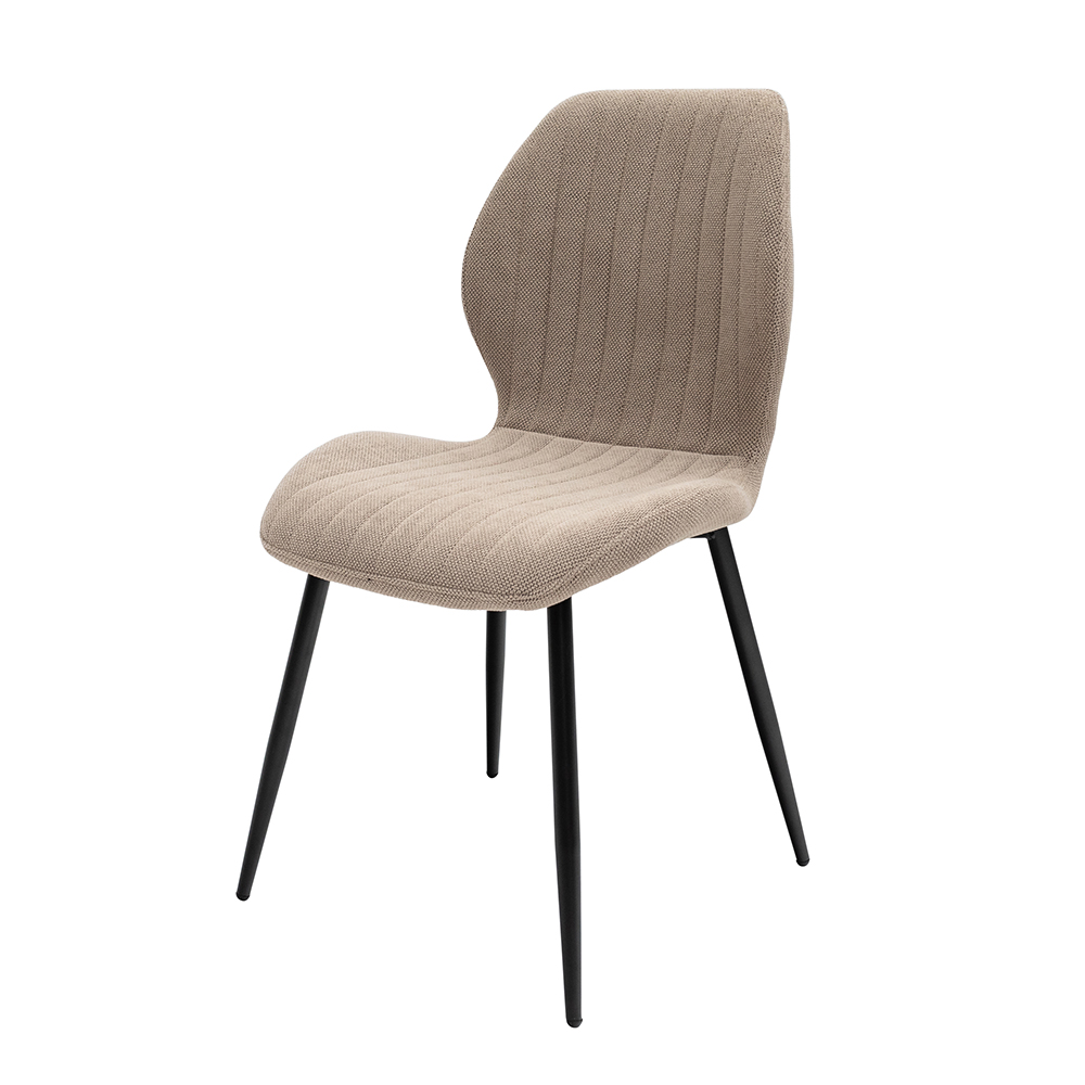 Foley Stone Fabric Dining Chairs with Black Legs in Pair