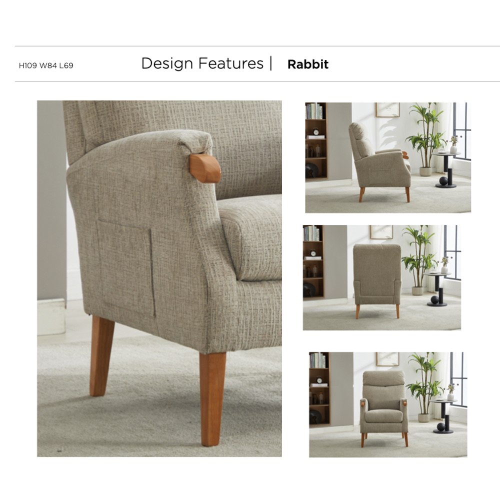 Folsom Fabric Bedroom Chair With Wooden Legs - Rabbit