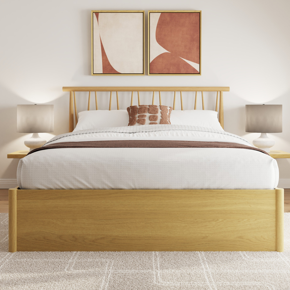 Folsom Wooden Ottoman Storage Double Bed In Oak