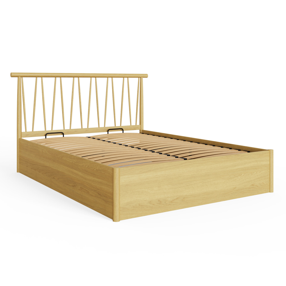 Folsom Wooden Ottoman Storage Double Bed In Oak