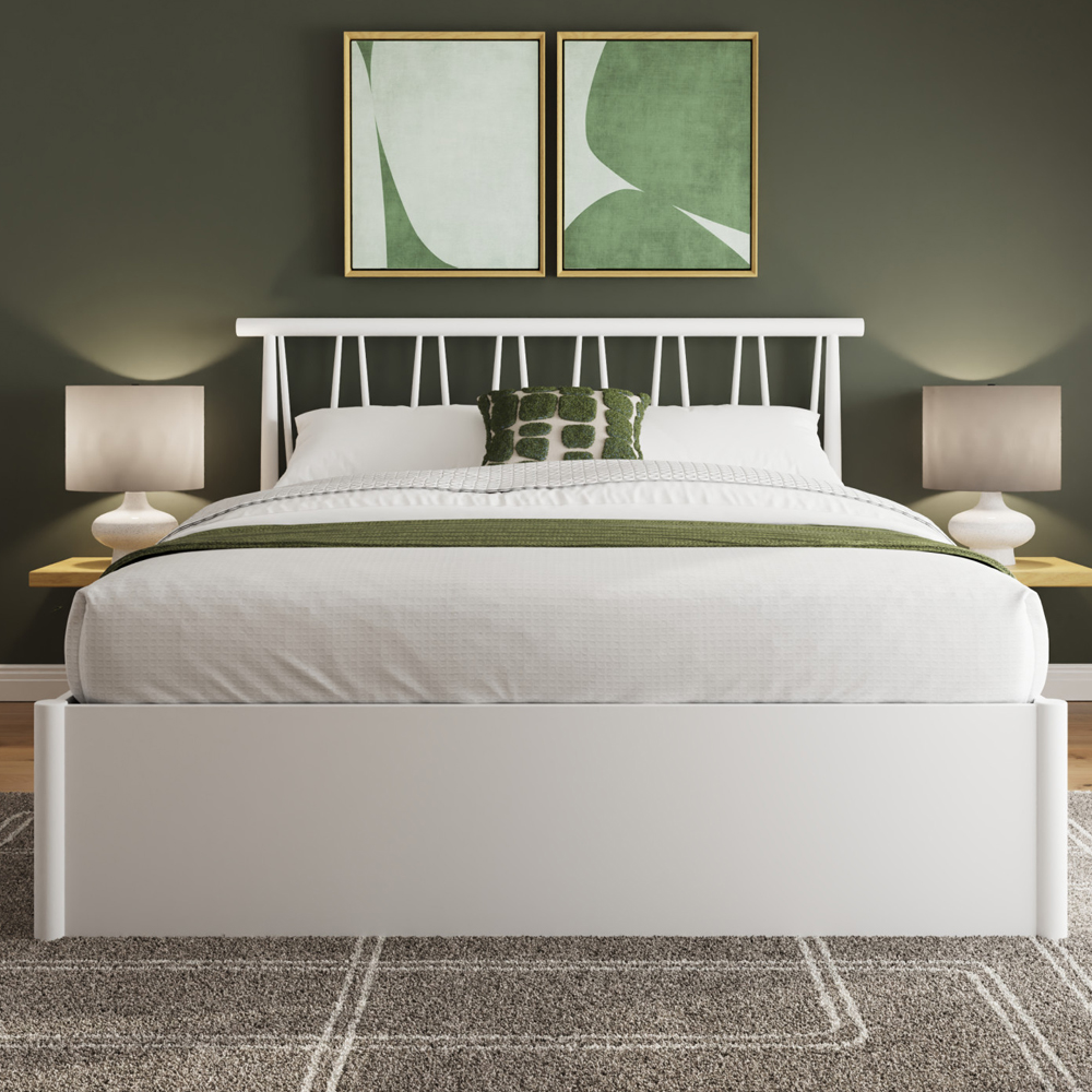 Folsom Wooden Ottoman Storage King Size Bed In White