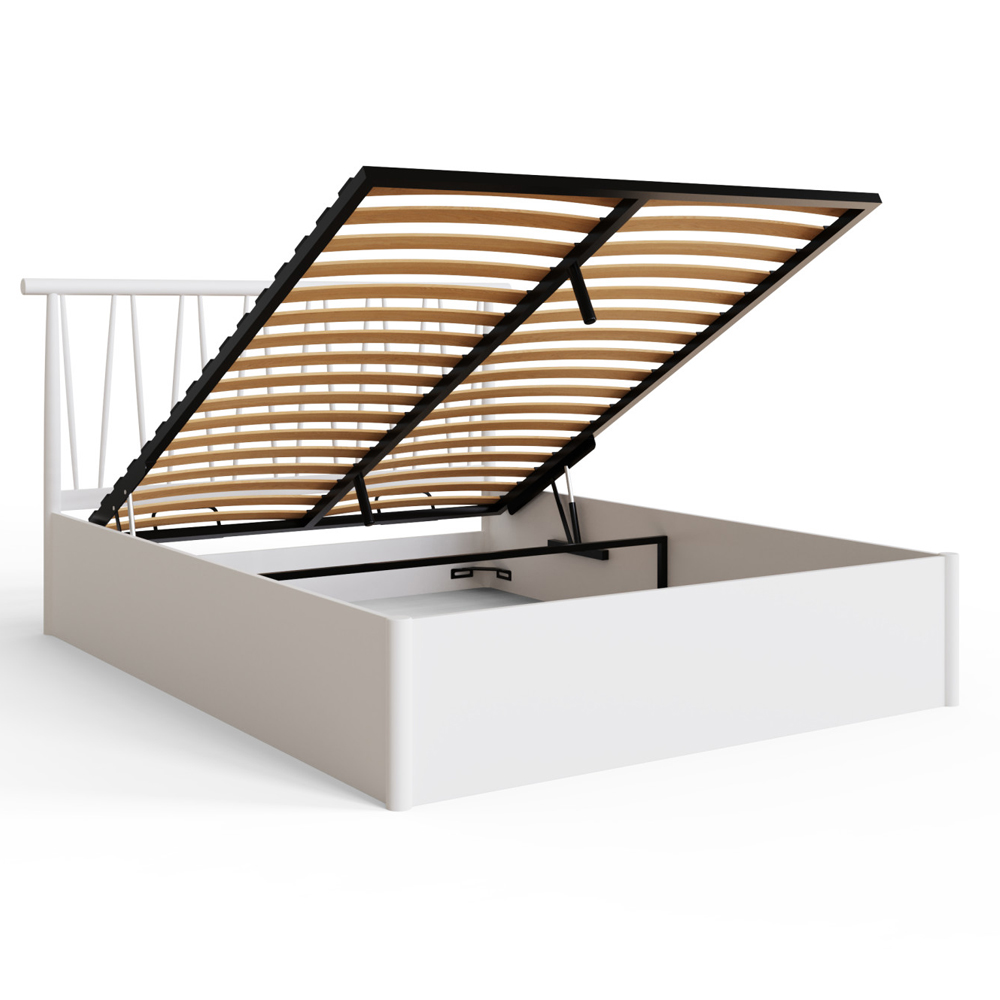 Folsom Wooden Ottoman Storage King Size Bed In White