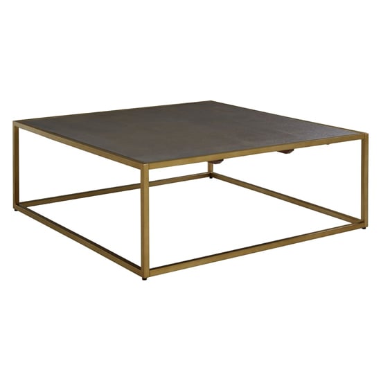 Photo of Fomalhaut wooden coffee table with gold metal frame in brown