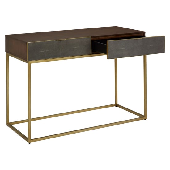 Fomalhaut Wooden Console Table With Gold Metal Frame In Brown