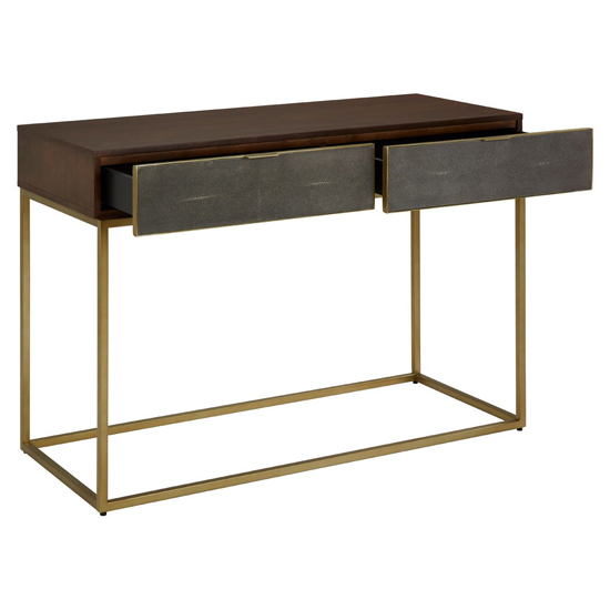 Fomalhaut Wooden Console Table With Gold Metal Frame In Brown_3