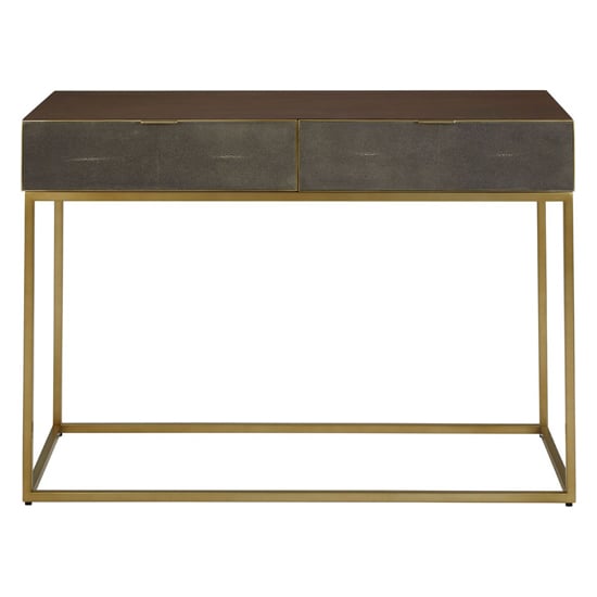 Fomalhaut Wooden Console Table With Gold Metal Frame In Brown