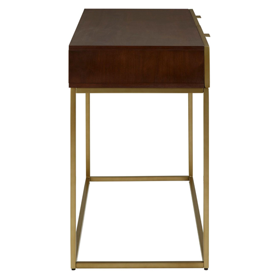 Fomalhaut Wooden Console Table With Gold Metal Frame In Brown