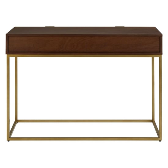 Fomalhaut Wooden Console Table With Gold Metal Frame In Brown