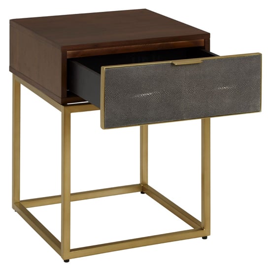 Fomalhaut Wooden End Table With Gold Metal Frame In Brown