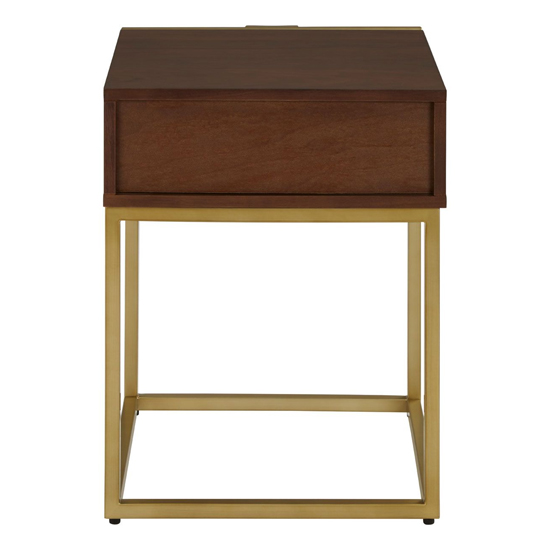 Fomalhaut Wooden End Table With Gold Metal Frame In Brown_5