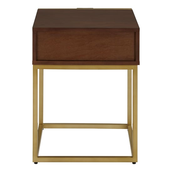 Fomalhaut Wooden End Table With Gold Metal Frame In Brown