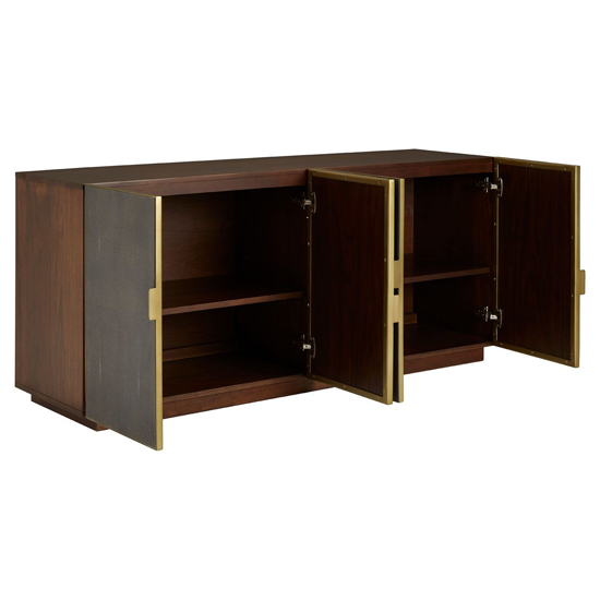 Fomalhaut Wooden Sideboard With Gold Metal Frame In Brown_4