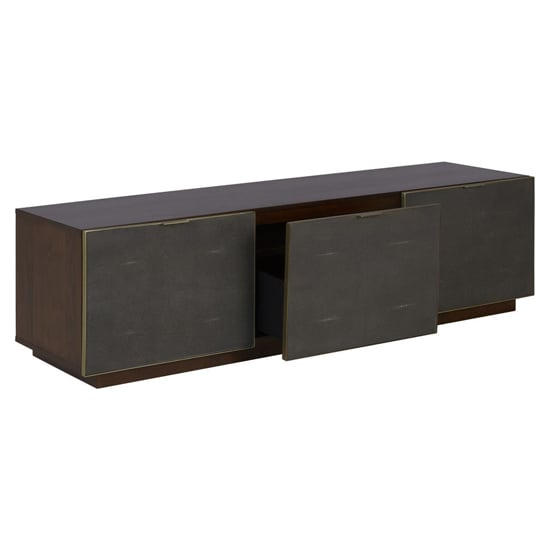 Fomalhaut Wooden TV Stand With Gold Metal Frame In Brown