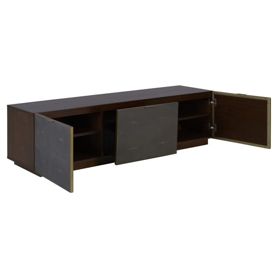 Fomalhaut Wooden TV Stand With Gold Metal Frame In Brown