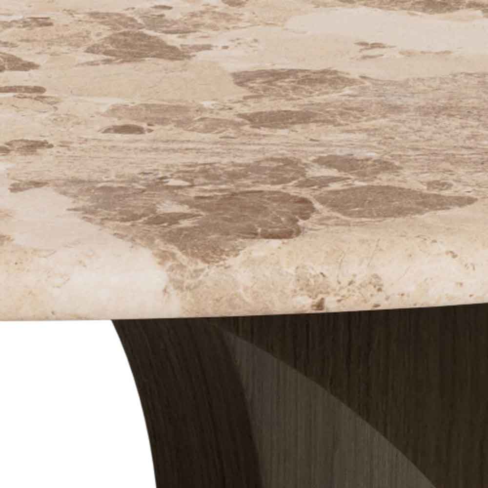 Fomaro Round Travertine Marble Effect Top Coffee Table with Smoked Oak Base