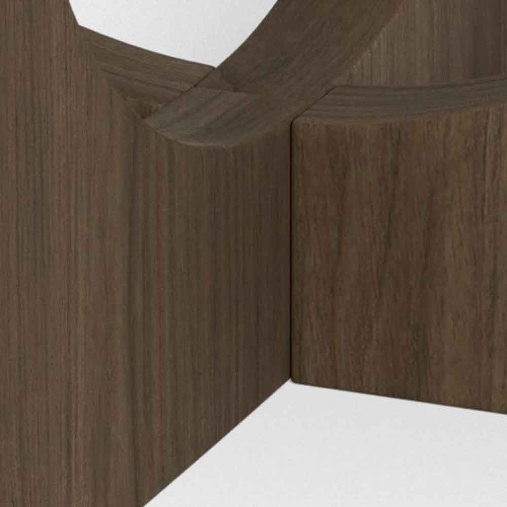 Fomaro Round Travertine Marble Effect Top Coffee Table with Smoked Oak Base