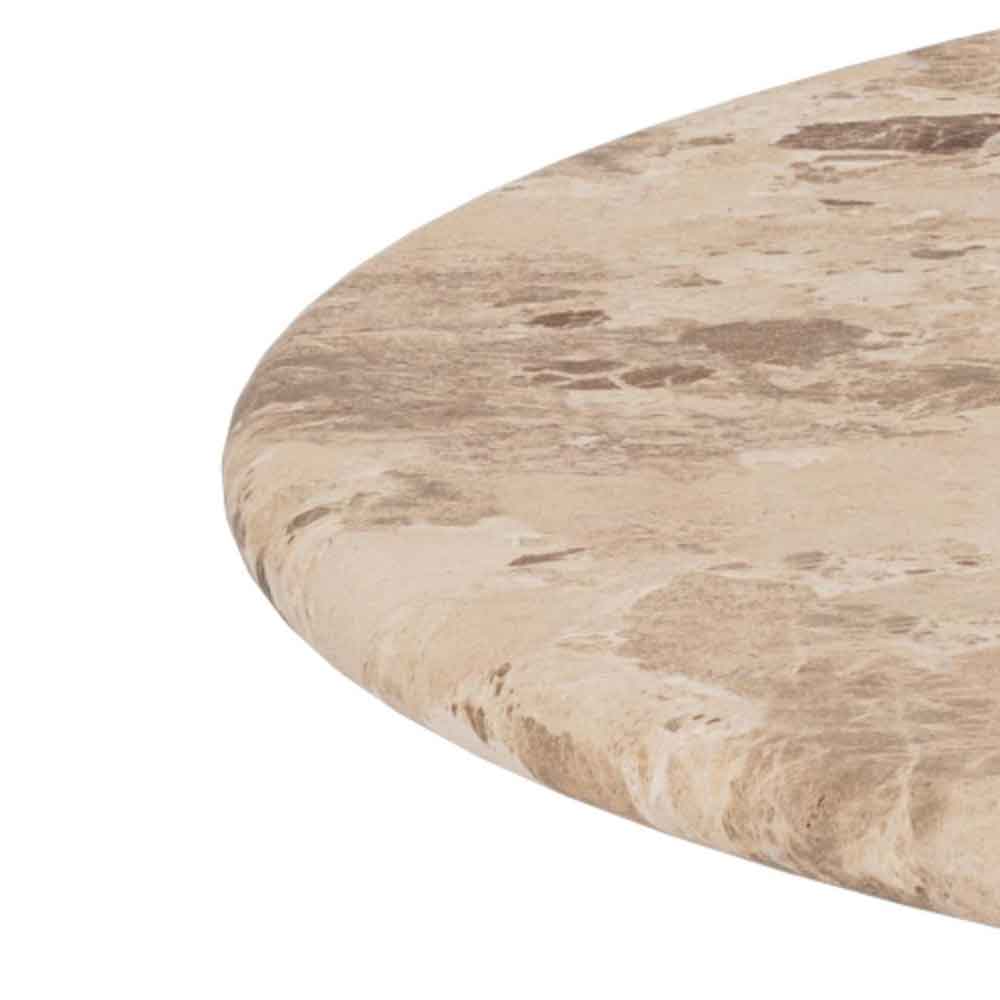 Fomaro Round Travertine Marble Effect Top Coffee Table with Veneer Oak Base